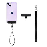 Universal Phone Wristlet Case Holder with Detachable Strap Black Vegan Leather
