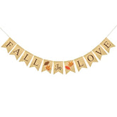 Fall in Love Maple Leaf Burlap Banner Fall Wedding Thanksgiving Decor
