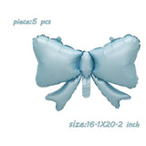 5 Pcs Bow Balloon Matte Blue Bow Theme Baby Shower Bow Foil Balloon Wedding Party Decoration