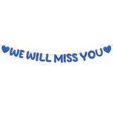 Pre Strung We Will Miss You Banner Glitter Bunting Graduation Retirement Party Decorations 8.2 Ft Goodbye Decorations For Going Away Farewell Army Party Supplie(Navy Blue)