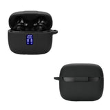 Earbuds Case Compatible With Tagry X08 Wireless Headphone, Silicon Protective Cover With Keychain, With Window For Led Display, Black