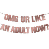 18Th Birthday Decorations For Girls, Pre-Strung Omg Ur Like An Adult Now Banner - Rose Gold Glitter, Happy 21St Bday Sign Gifts For Her?21 & 18 Year Old Party Decor
