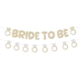 Bride to Be Banner with Diamond Ring Glitter Banner Bridal Shower Decor Gold