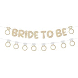 Bride to Be Banner with Diamond Ring Glitter Banner Bridal Shower Decor Gold