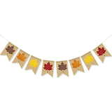 Fall Burlap Banner Glitter Maple Leaf Banner Pre-Assembled Rustic Bunting Garland Hanging Decorations For Autumn Thanksgiving Day Party Decoration Home Baby Shower Birthday Supplies