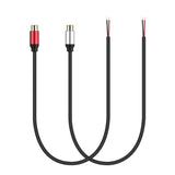 2Packs Speaker Wire Rca Audio Both Female Plug Jack Connector Adapter To Bare Wire Open End Pigtail Audio Video Lotus Plug Repair Cable For Amplifier, Receiver, Speakers, Etc.