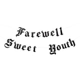 Farewell Sweet Youth Old English Goth Banner, Gothic Blackletter Party Garland, Funeral for My Youth Birthday Garland for 30th 40th 50th Birthday Party Decoration (English Goth Banner)