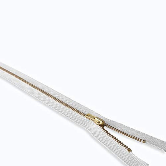 14" Brass Jacket Zipper White 14 Inch Zip For Sewing Craft