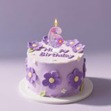 Purple Flower Birthday Candles,Number 6 Birthday Candles For Cake,Suitable For Cartoon Birthday Parties Cake Decor, Wedding Anniversary And Other Celebrations Supplies (6 Candle)