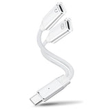 USB C Splitter 1 in 2 Out USB-C Headphone and Charging Adapter, Type-C PD 100W Quick Charge/Audio/Data Transfer Adapter - White