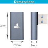 4 Pack 10Gbps Usb 3.0 Male To Female Adapter 90 Degree Left Angle And Right An