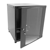 12U Server Cabinet Wall Mount Rack Enclosure With Caster Wheels 2 Server Fans Locking Glass Door Removable Side Panels 19" Network Cabinet 15-18.5" Installation Depth Heavy-Duty Frame (27Inch, 12U)