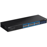 28-Port Web Smart Switch, 24 X Gigabit Ports, 4 X 10G Sfp+ Slots, High Speed Network Uplinks, 128 Gbps Switching Capacity,1U Rack Mountable, Protection, Black, Teg-30284