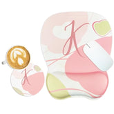 Ergonomic Mouse Pad,Personalized Cute Initial Mouse Pads And Coaster Set,Small Non-Slip Rubber Base Mouse Mat With Wrist Rest Support Gel For Working Gaming Easy Typing&Pain Relief,K