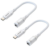 USB Type C to 3.5mm Headphone Jack Adapter(2 Park),Transparent USB C to Audio AUX Cable Dongle Cord Compatible with iPhone 15/16 pro max,Pixel 4 3 2