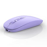 Bluetooth Wireless Mouse, Rechargeable Multi-Device(Tri-Mode: Bt1/Bt2+2.4G) Computer Mice With Usb Receiver, Slim Silent Mouse For Laptop/Macbook/Chromebook/Surface Pro/Ipad Pro(Purple)