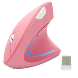 Vertical Mouse, 2.4G Wireless Ergonomic Optical Mouse 800/1200 /1600 Dpi 6 Buttons Right Handed Gaming Mice For Laptop, Desktop, Pc, Macbook (Pink)