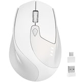 M7 Bluetooth Mouse, Rechargeable Dual Mode Bt5.1+ 2.4Ghz Usb Silent Wireless Mouse With Type C Adapter & Battery Indicator, Ergonomic Design For Laptop, Ipad, Macbook-White And Grey