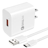 Quick Charge3.0 Wall Charger High Speed Charging For Xiaomi Redmi Note 7 8/Note 8 9 Pro/9S,Mi 8/8 Lite/8 Pro,Mi 9 Se Lite,9T Dash Pro,Mi A2 A3,Mi Mix 3 2/Mix 2S,Pocophone F1,6.5Ft Type C Cord