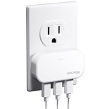 Slim Flat Usb Wall Charger, Ultra Thin 3 Port Wall Adapter With Smart Ic, Low Profile Block Power Cube For Iphone, Ipad, Ipod, Android, Samsung Galaxy, And More