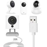 Smays 2-Pack 25ft USB to Micro USB Extension Power Cable Compatible for Wyze Cam, Oculus Go, Yi Home Camera, Kasa Cam Security Camera, White