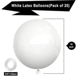 20-Pack 18" White Latex Balloons – Large Helium Balloons for Party & Event Decor