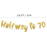 Halfway To 70 Gold Glitter Banner Happy 35Th Birthday Anniversary Decorations