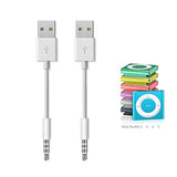 Usb Date Cable Replacement For Ipod Shuffle Charger Cable,(2-Pack) 3.5Mm Jack/Plug To Usb Power Charger Sync Data Transfer Cable For Ipod Shuffle 3Rd 4Th 5Th /6/7 Gen Mp3