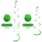 24 Pcs Green Hanging Swirl, Sparkle Ceiling Hanging Decorations, Plastic Streamer Party Decorations With Double-Swirls And Single-Swirls For Birthday Decorations, Graduation, Baby Shower