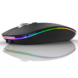 Led Wireless Mouse, G12 Slim Rechargeable Silent Mouse, 2.4G Portable Usb Optical Computer Mice With Usb Receiver And Type C Adapter (Matte Black)
