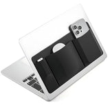 3-Pocket Organizer, Mouse Holder For Laptop Stick On – External Hard Drive Sleeve For Macbook, Laptop Mouse Holder (Black)