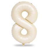 40 Inch Cream Foil Balloon Number 8, Giant Self Inflating Beige Number Balloons 0-9 For Men Women, White Sand 8 Helium Balloons Set For Girls Boys 8Th Birthday Anniversary Party Decorations Supplies