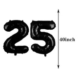 Sweet 25Th Birthday Decorations Party Supplies,Black Number 25 Balloons,25Th Foil Mylar Balloons Latex Balloon Decoration,Great 25Th Birthday For Girls,Women,Men,Photo Props