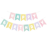 Pastel Happy Birthday Banner, Rainbow Bunting Sign for Girls Boys Party Decor