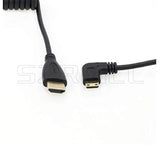 Left Angled Mini Hdmi To Full Hdmi High Speed Coiled Cable For Canon Sony Dslr
