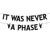 Black Glitter It Was Never a Phase Banner 30th Birthday Decorations