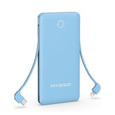 10000Mah Slim Portable Charger With Built In Cable, Power Bank Travel Charger External Battery Pack For Phone, 4 Output Usb Type C Cord Clutch Charger Compatible With Iphone, 2 Pack Black & Pink