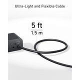 Anker Nano Charging Station(100W Max), 7-in-1 USB C Power Strip for iPhone 16/15/14 and MacBook Air/Pro, 5ft Thin Cord,3AC, 2USB A,2USB C,Power Delivery Desktop Accessory for Home&Office(Black)