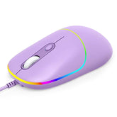 Gaming Mouse, Usb Computer Mouse Wired With Rgb Backlit, 4 Adjustable Dpi Up To 6400, Ultra Silent, Optical Computer Mice With Ergonomic Design, For Laptops Pc Windows (Purple)