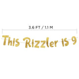 Pre-Strung This Rizzler Is 9 Gold Glitter Banner - 9Th Birthday Decorations For Boys And Girls - Birthday Party Supplies And Gifts