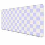 Pastel Purple Checkered Desk Mat, Aesthetic Pink Pattern Office Decor Extra Large Mouse Pad, Laptop Pad Mat, Game Mat, 35.4 X 15.7 In