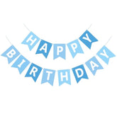 Happy Birthday Banner Light Blue Wall Door Garland with White Letters