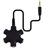 Headphone Splitter - 5-Jack 3.5Mm Audio Stereo Adapter For Headsets, Earbuds, Earphones - 1 Male To 4 Female With Stereo Cable