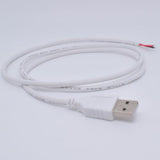 2Pcs 20Awg White Usb Pigtail Male 2 Wire 5V 5A 1M/3.3Ft Usb 2.0 Male Plug 2 Pin Bare Wire Open End Wire Cable With 2-Position Spring Wire Connector For Replacement Repair Diy Pigtail Cable