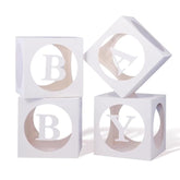 Baby Boxes With Letters For Baby Shower,Transparent Balloon Boxe 4 Pcs Clear Baby Shower Decorations Block Boxes For Gender Reveal,Birthday Party Decorations