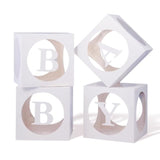 Baby Boxes With Letters For Baby Shower,Transparent Balloon Boxe 4 Pcs Clear Baby Shower Decorations Block Boxes For Gender Reveal,Birthday Party Decorations
