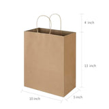 50 Pack 10X5X13 Plain Natural Brown Kraft Paper Bags With Handles Bulk For Birthday Party Favors Grocery Retail Shopping Business Goody Recycled Craft Gift Bags (Large Size, 50 Count)