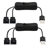 40Cm Usb To Dual 3-Pin / 4-Pin Pwm 5V Usb Sleeved Fan Power Adapter Cable, Wit