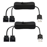 40Cm Usb To Dual 3-Pin / 4-Pin Pwm 5V Usb Sleeved Fan Power Adapter Cable, Wit