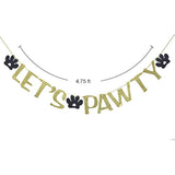 Dog Themed Party Banner Garland For Pet Birthday Party Decor Dog Pa Photo Prop Backdrop (Gold)